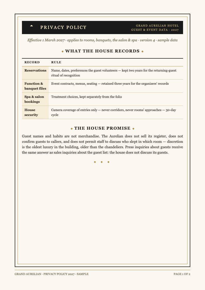 Art deco modern privacy policy